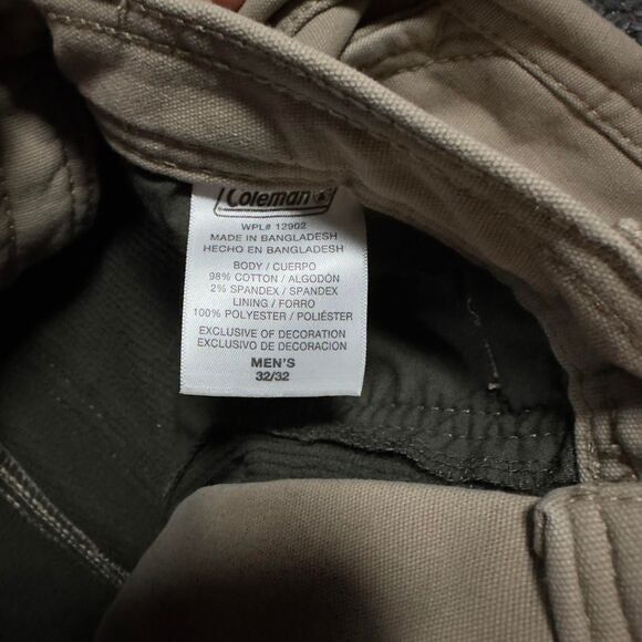 Coleman Pants Men 32x32 Khaki Cotton Work Utility Carpenter Straight Fit - Picture 6 of 6